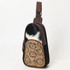 OHG187 Sling Hand Tooled Genuine western Leather women bag