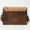 ADBG1465 American Darling Western Leather Small Cross Body Bag with Hand-Tooled Floral Detailing & Cowhide Panel