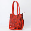 ADBG1473 American Darling Handcrafted Western Leather Tote Bag with Floral Tooled Detailing