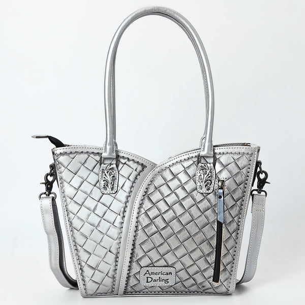 ADBG1473 American Darling Handcrafted Western Leather Tote Bag with Floral Tooled Detailing