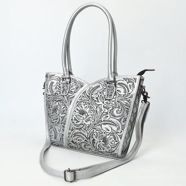 ADBG1473 American Darling Handcrafted Western Leather Tote Bag with Floral Tooled Detailing