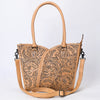ADBG1473 American Darling Handcrafted Western Leather Tote Bag with Floral Tooled Detailing