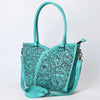 ADBG1473 American Darling Handcrafted Western Leather Tote Bag with Floral Tooled Detailing