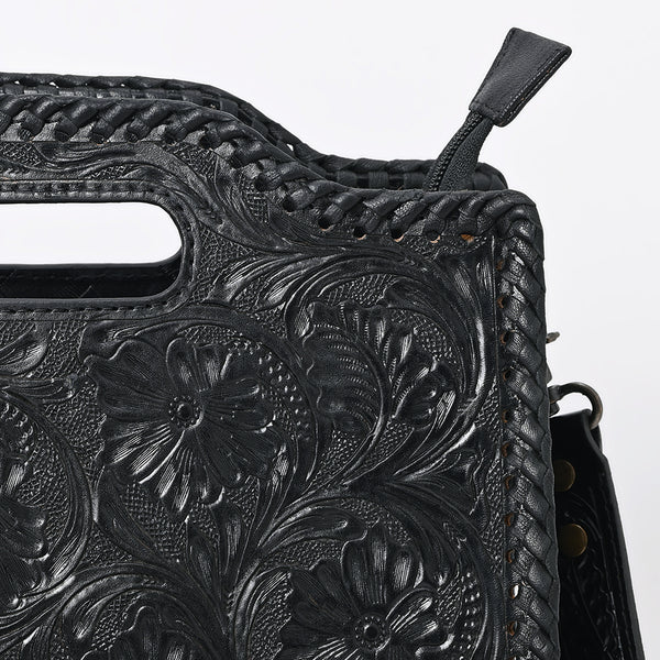 ADBG1474 American Darling Western Hand-Tooled Genuine Leather Clutch Bag with Floral Carving
