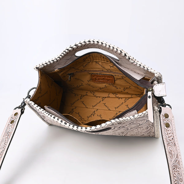 ADBG1474 American Darling Western Hand-Tooled Genuine Leather Clutch Bag with Floral Carving