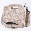 ADBG1474 American Darling Western Hand-Tooled Genuine Leather Clutch Bag with Floral Carving