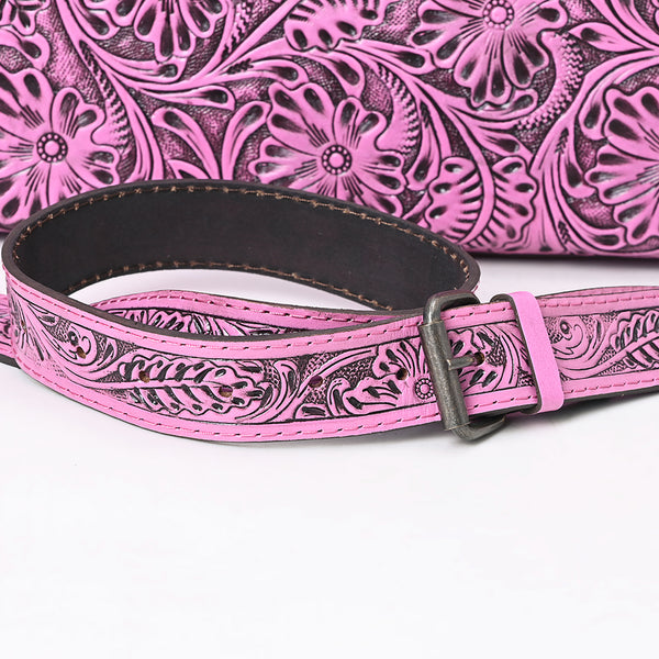 ADBG1474 American Darling Pink Western Leather Clutch Bag Hand Tooled Genuine Floral Carved Purse