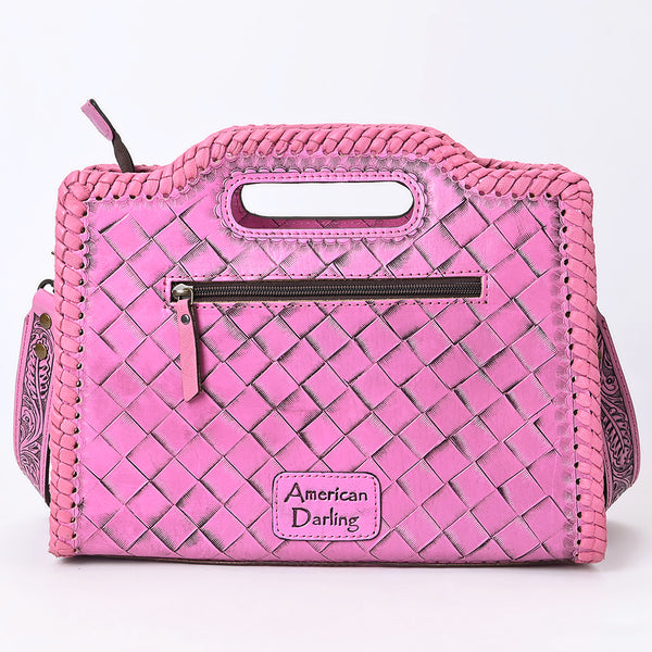 ADBG1474 American Darling Pink Western Leather Clutch Bag Hand Tooled Genuine Floral Carved Purse