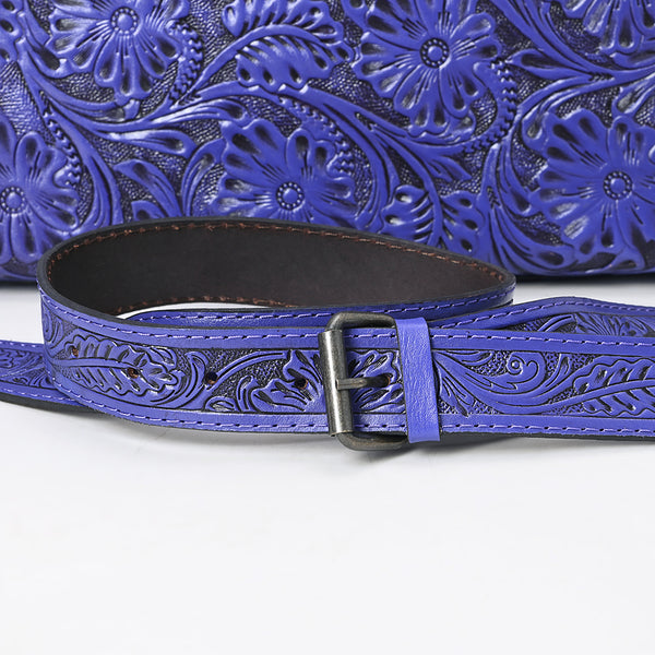 ADBG1474 American Darling Western Hand-Tooled Genuine Leather Clutch Bag with Floral Carving