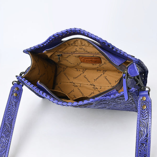 ADBG1474 American Darling Western Hand-Tooled Genuine Leather Clutch Bag with Floral Carving