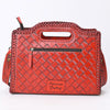 ADBG1474 American Darling Western Hand-Tooled Genuine Leather Clutch Bag with Floral Carving