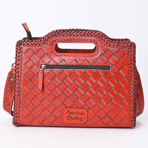 ADBG1474 American Darling Western Hand-Tooled Genuine Leather Clutch Bag with Floral Carving