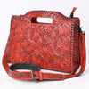 ADBG1474 American Darling Western Hand-Tooled Genuine Leather Clutch Bag with Floral Carving