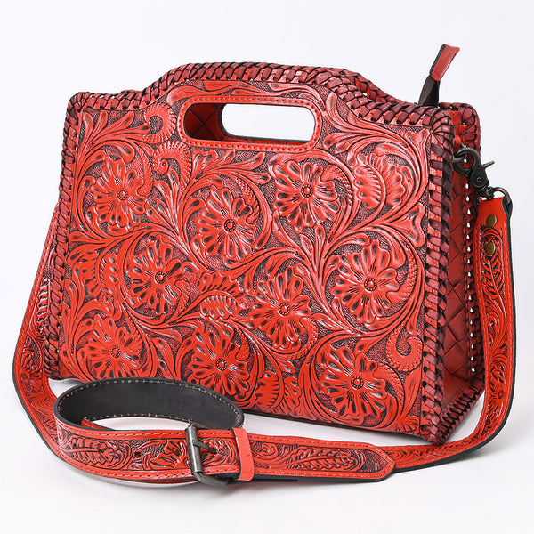 ADBG1474 American Darling Western Hand-Tooled Genuine Leather Clutch Bag with Floral Carving