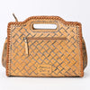 ADBG1474 American Darling Western Hand-Tooled Genuine Leather Clutch Bag with Floral Carving