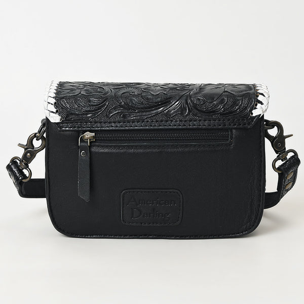ADBG1475 American Darling Western Genuine Leather Small Cross Body Bag with Hand-Tooled Floral Design