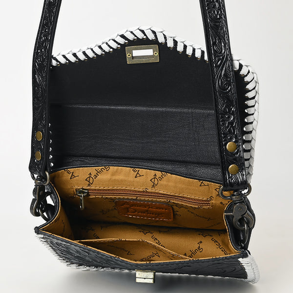 ADBG1475 American Darling Western Genuine Leather Small Cross Body Bag with Hand-Tooled Floral Design