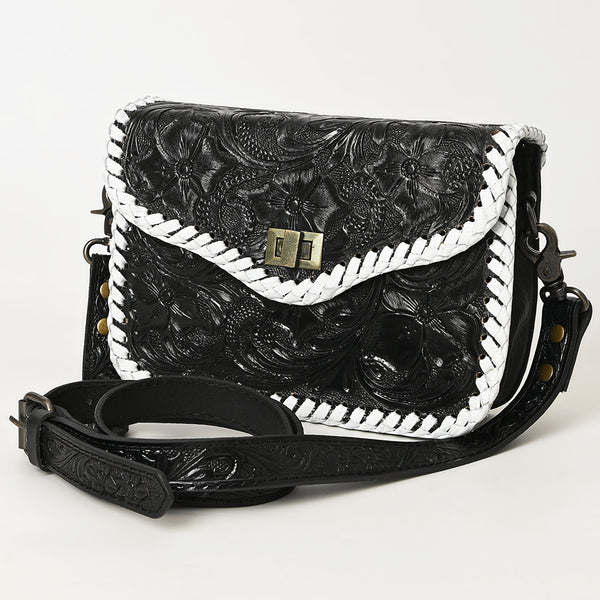 ADBG1475 American Darling Western Genuine Leather Small Cross Body Bag with Hand-Tooled Floral Design