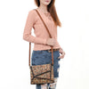 ADBGA560 American Darling Hand-Tooled Tri-Flap Leather Western Crossbody Bag Floral Design