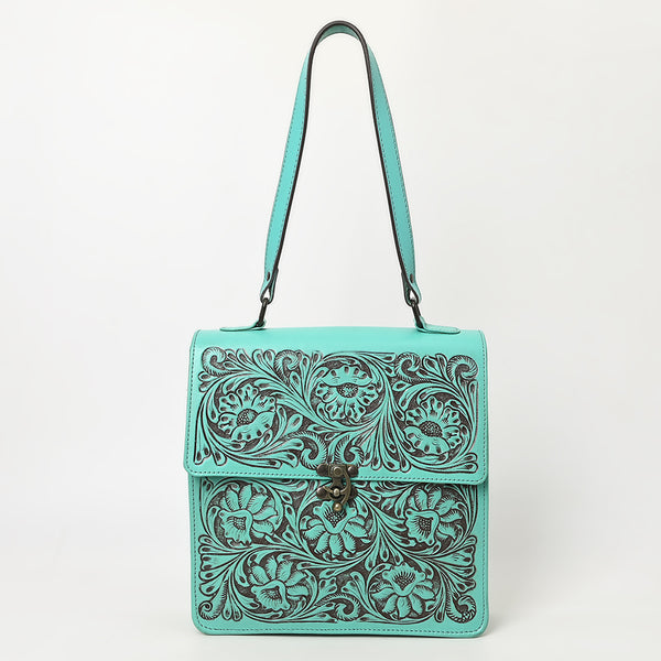ADBGZ839 Natural Hand-Tooled Leather Shoulder Bag - Western Vintage Organizer