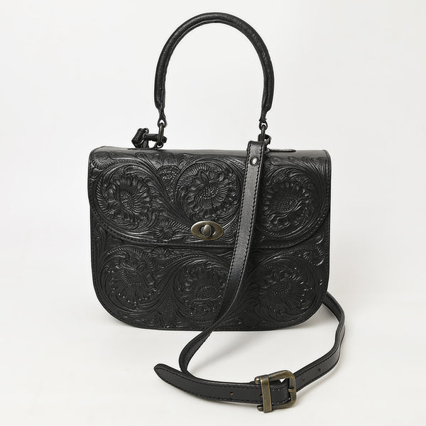 ADBGZ840 Black Hand-Tooled Genuine Leather Western Tote Bag American Darling
