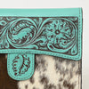 ADBGZ842 Hand-Tooled Leather & Cowhide Western Wallet Clutch American Darling
