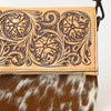 ADBGZ846 Hand-Tooled Leather & Cowhide Zip-Top Crossbody Bag - American Darling