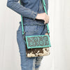ADBGZ846 Hand-Tooled Leather & Cowhide Zip-Top Crossbody Bag - American Darling