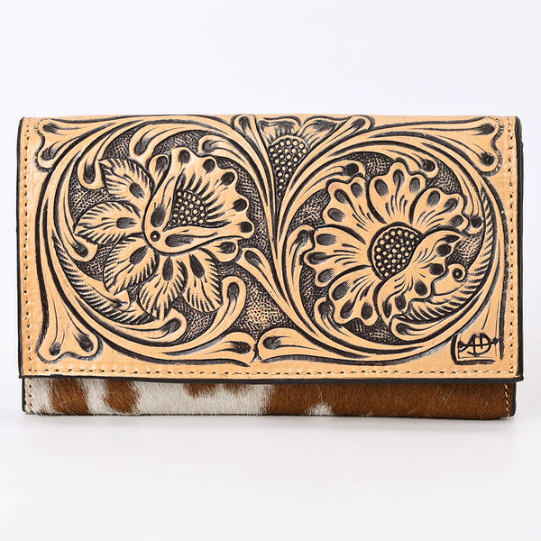 ADBGZ848 Hand-Tooled Leather & Cowhide Women Western Wallet American Darling