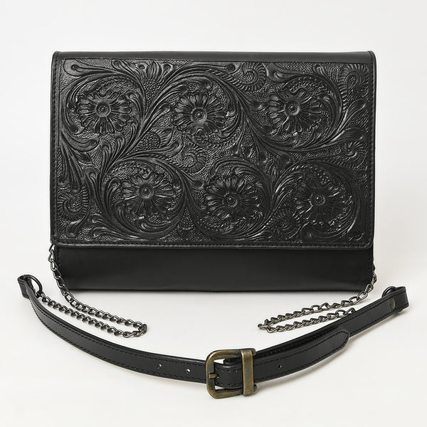 ADBGZ854 Black Tooled Leather Chain Strap Crossbody Bag American Darling