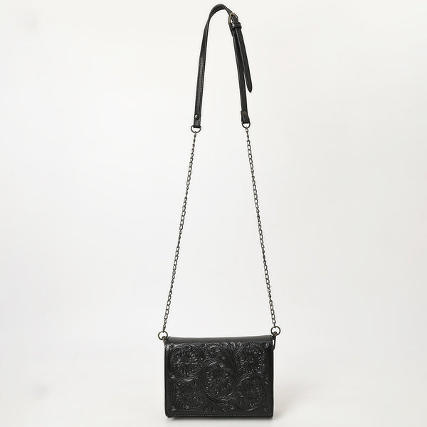 ADBGZ855 Black Tooled Leather Crossbody with Chain Strap American Darling