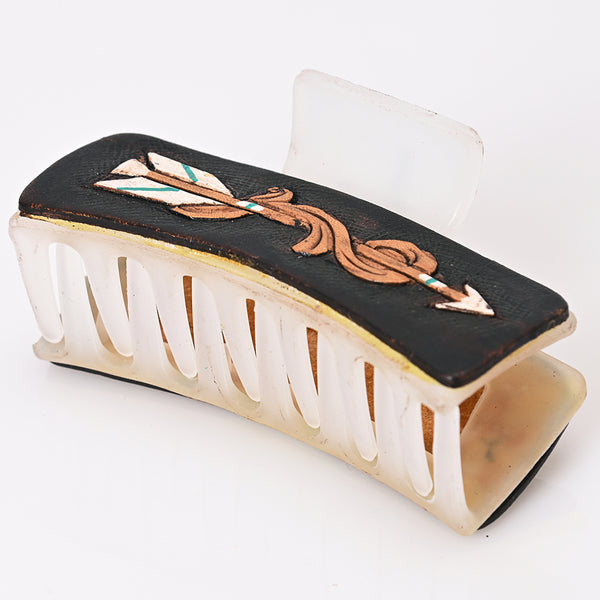 ADHC111 Hand-Tooled Leather Arrow Hair Band Clip Clutcher - Western Warrior | American Darling