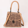 ADBGZ862 Structured Floral Tooled Leather Top Handle Tote Bag Tan Western Satchel | American Darling