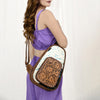 ADBG1146 American Darling Floral Hand Tooled Bag -Hair on Cowhide Sling
