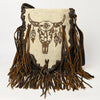 ADBGM416 Engraved Designed Hair-On Fringe Messenger Bag with Braided Trim - American Darling