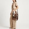 ADBGM419 Cowhide Leather Fringe Messenger Bag with Turquoise Concho & Braided Trim - American Darling