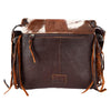 ADBGM419 Cowhide Leather Fringe Messenger Bag with Turquoise Concho & Braided Trim - American Darling