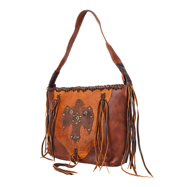 ADBGM422 Thunderbird Leather Hobo Bag with Fringe & Concho Accents - American Darling