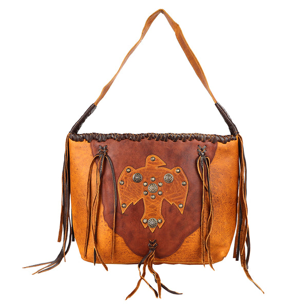 ADBGM422 Thunderbird Leather Hobo Bag with Fringe & Concho Accents - American Darling