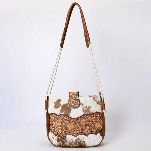 ADBG1485 American Darling Cowhide Crossbody Bag | Hand-Tooled Leather Saddle Purse