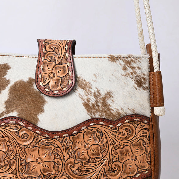 ADBG1485 American Darling Cowhide Crossbody Bag | Hand-Tooled Leather Saddle Purse