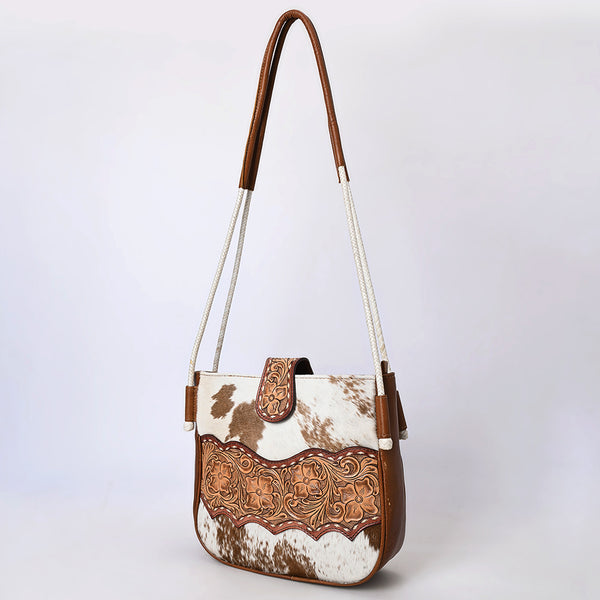 ADBG1485 American Darling Cowhide Crossbody Bag | Hand-Tooled Leather Saddle Purse