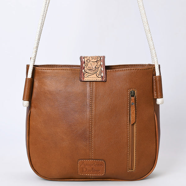 ADBG1485 American Darling Cowhide Crossbody Bag | Hand-Tooled Leather Saddle Purse