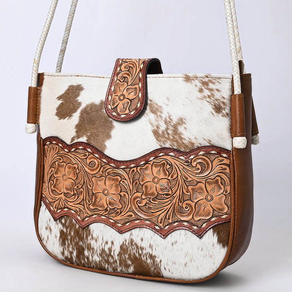 ADBG1485 American Darling Cowhide Crossbody Bag | Hand-Tooled Leather Saddle Purse