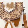 ADBG1486 American Darling Hair-On Cowhide & Hand-Tooled Crossbody Bag | Tassel Flap Purse