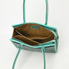 ADBGZ782 Structured Turquoise Leather Tote Handbag - Hand-Tooled Floral Western Panel