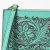 ADBGZ784 Hand-Tooled Leather Wristlet Clutch - Western Floral Design
