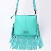 ADBGZ826 Hand-Tooled Leather Fringe Messenger Bag Western Floral Saddle Style