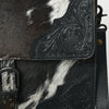ADBGZ827A Black & White Cowhide Western Briefcase Bag Hand-Tooled Leather Trim