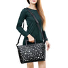 ADBGZ835A Black & White Hand-Tooled Leather Western Tote Handbag Cutout Handle & Floral Overlay